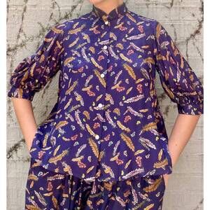 NEW ROSE VELVET livia blouse in feather print